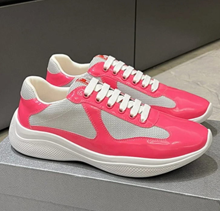 Prada Lace-Up Pink Sneakers